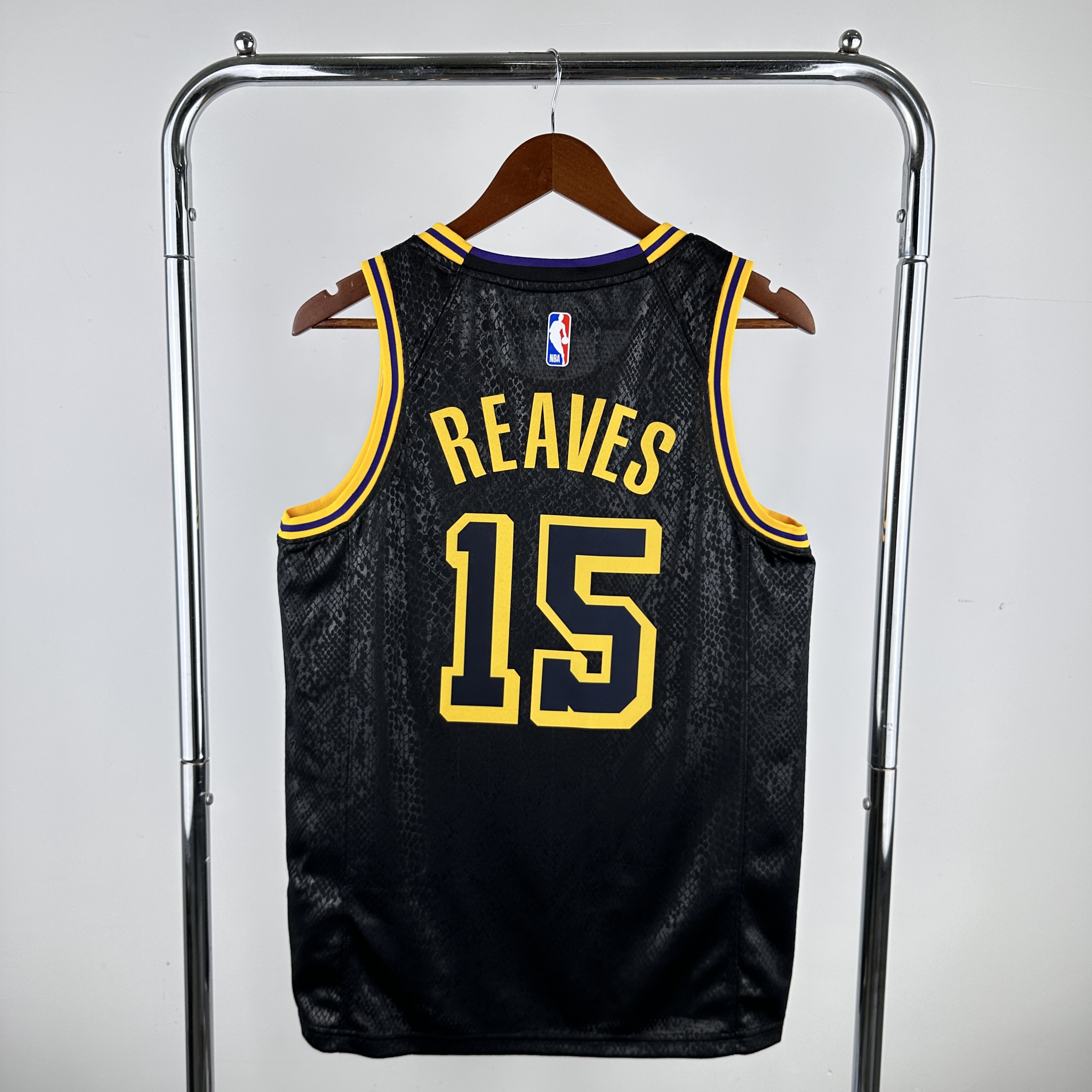 Men Los Angeles Lakers #15 Reaves Stitched Black Nike NBA 2024 Jersey->customized nba jersey->Custom Jersey